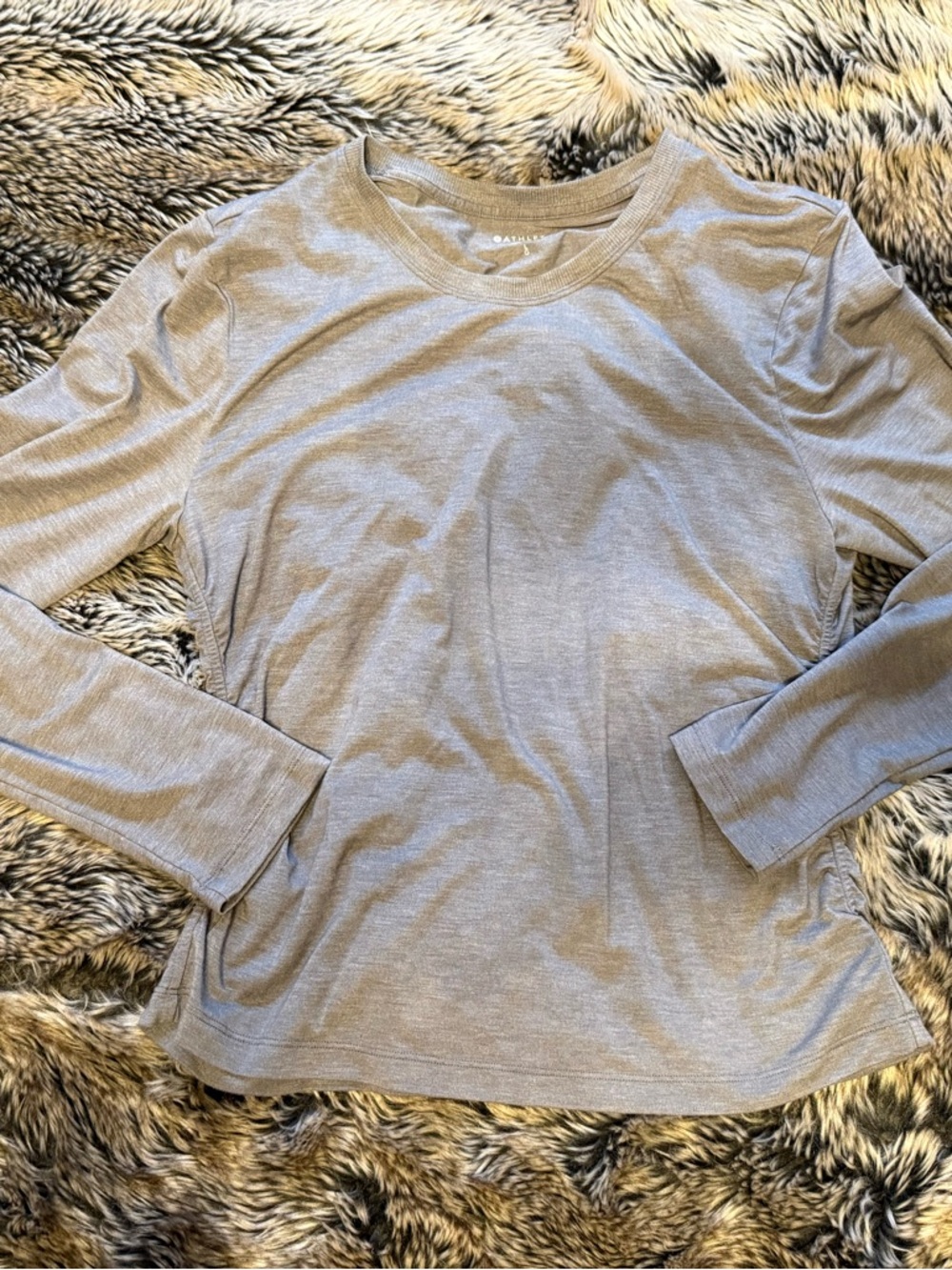 Athleta Light Gray Long Sleeve Crewneck Top